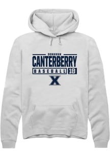 Donavan Canterberry  Rally Xavier Musketeers Mens White NIL Stacked Box Long Sleeve Hoodie