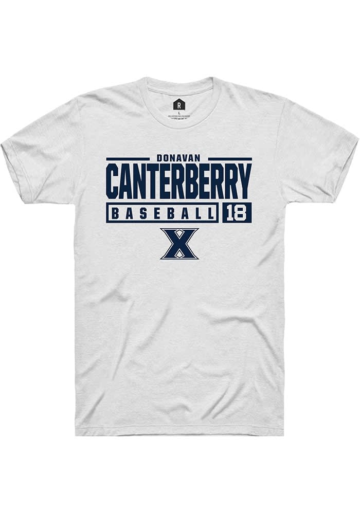 Donavan Canterberry  Xavier Musketeers White Rally NIL Stacked Box Short Sleeve T Shirt