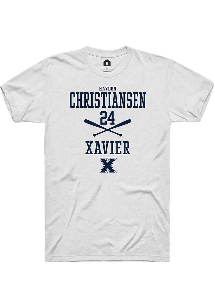 Hayden Christiansen  Xavier Musketeers White Rally NIL Sport Icon Short Sleeve T Shirt