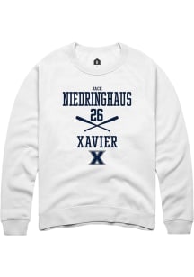 Jack Niedringhaus  Rally Xavier Musketeers Mens White NIL Sport Icon Long Sleeve Crew Sweatshirt