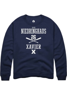 Jack Niedringhaus  Rally Xavier Musketeers Mens Navy Blue NIL Sport Icon Long Sleeve Crew Sweatshi..