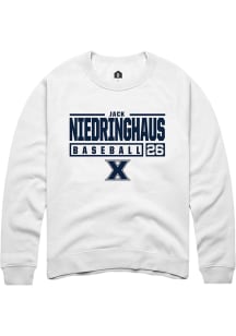 Jack Niedringhaus  Rally Xavier Musketeers Mens White NIL Stacked Box Long Sleeve Crew Sweatshirt