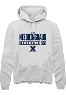 Jack Niedringhaus  Rally Xavier Musketeers Mens White NIL Stacked Box Long Sleeve Hoodie