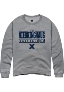 Jack Niedringhaus  Rally Xavier Musketeers Mens Graphite NIL Stacked Box Long Sleeve Crew Sweatshi..