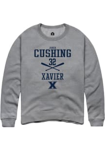 Jared Cushing  Rally Xavier Musketeers Mens Grey NIL Sport Icon Long Sleeve Crew Sweatshirt