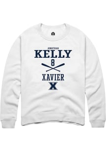 Jonathan Kelly  Rally Xavier Musketeers Mens White NIL Sport Icon Long Sleeve Crew Sweatshirt