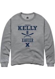 Jonathan Kelly  Rally Xavier Musketeers Mens Grey NIL Sport Icon Long Sleeve Crew Sweatshirt