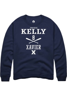 Jonathan Kelly  Rally Xavier Musketeers Mens Navy Blue NIL Sport Icon Long Sleeve Crew Sweatshir..