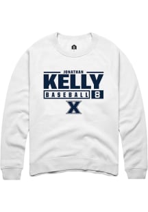 Jonathan Kelly  Rally Xavier Musketeers Mens White NIL Stacked Box Long Sleeve Crew Sweatshirt