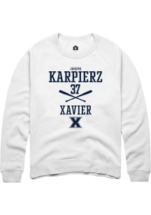 Joseph Karpierz  Rally Xavier Musketeers Mens White NIL Sport Icon Long Sleeve Crew Sweatshirt