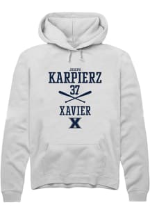 Joseph Karpierz  Rally Xavier Musketeers Mens White NIL Sport Icon Long Sleeve Hoodie