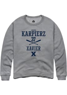 Joseph Karpierz  Rally Xavier Musketeers Mens Grey NIL Sport Icon Long Sleeve Crew Sweatshirt