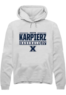 Joseph Karpierz  Rally Xavier Musketeers Mens White NIL Stacked Box Long Sleeve Hoodie