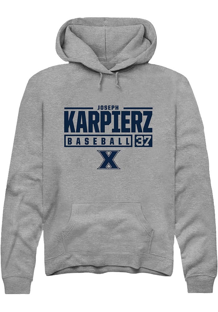 Joseph Karpierz  Rally Xavier Musketeers Mens Graphite NIL Stacked Box Long Sleeve Hoodie