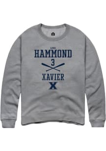 Luke Hammond  Rally Xavier Musketeers Mens Grey NIL Sport Icon Long Sleeve Crew Sweatshirt