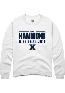 Luke Hammond  Rally Xavier Musketeers Mens White NIL Stacked Box Long Sleeve Crew Sweatshirt