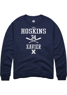 Luke Hoskins  Rally Xavier Musketeers Mens Navy Blue NIL Sport Icon Long Sleeve Crew Sweatshirt