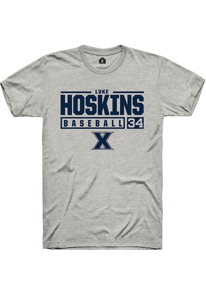 Luke Hoskins  Xavier Musketeers Ash Rally NIL Stacked Box Short Sleeve T Shirt