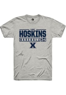 Luke Hoskins  Xavier Musketeers Ash Rally NIL Stacked Box Short Sleeve T Shirt