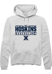 Luke Hoskins  Rally Xavier Musketeers Mens White NIL Stacked Box Long Sleeve Hoodie