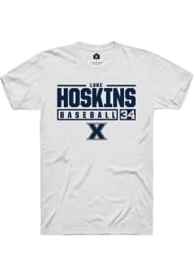 Luke Hoskins  Xavier Musketeers White Rally NIL Stacked Box Short Sleeve T Shirt