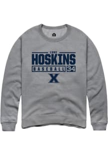 Luke Hoskins  Rally Xavier Musketeers Mens Graphite NIL Stacked Box Long Sleeve Crew Sweatshirt