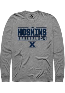 Luke Hoskins  Xavier Musketeers Graphite Rally NIL Stacked Box Long Sleeve T Shirt