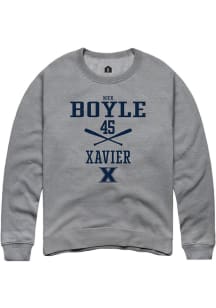 Nick Boyle  Rally Xavier Musketeers Mens Grey NIL Sport Icon Long Sleeve Crew Sweatshirt