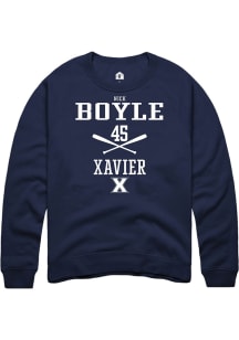 Nick Boyle  Rally Xavier Musketeers Mens Navy Blue NIL Sport Icon Long Sleeve Crew Sweatshirt