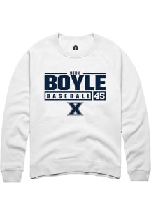 Nick Boyle  Rally Xavier Musketeers Mens White NIL Stacked Box Long Sleeve Crew Sweatshirt