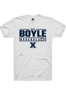 Nick Boyle  Xavier Musketeers White Rally NIL Stacked Box Short Sleeve T Shirt