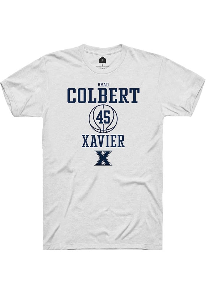 Brad Colbert  Xavier Musketeers White Rally NIL Sport Icon Short Sleeve T Shirt