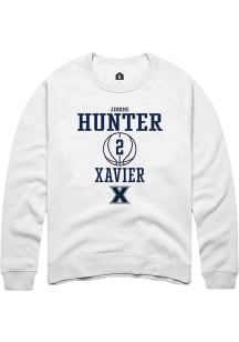 Jerome Hunter  Rally Xavier Musketeers Mens White NIL Sport Icon Long Sleeve Crew Sweatshirt