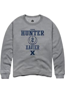 Jerome Hunter  Rally Xavier Musketeers Mens Grey NIL Sport Icon Long Sleeve Crew Sweatshirt