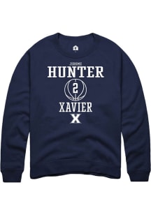 Jerome Hunter  Rally Xavier Musketeers Mens Navy Blue NIL Sport Icon Long Sleeve Crew Sweatshirt