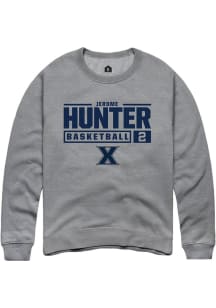 Jerome Hunter  Rally Xavier Musketeers Mens Grey NIL Stacked Box Long Sleeve Crew Sweatshirt