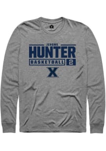 Jerome Hunter  Xavier Musketeers Graphite Rally NIL Stacked Box Long Sleeve T Shirt