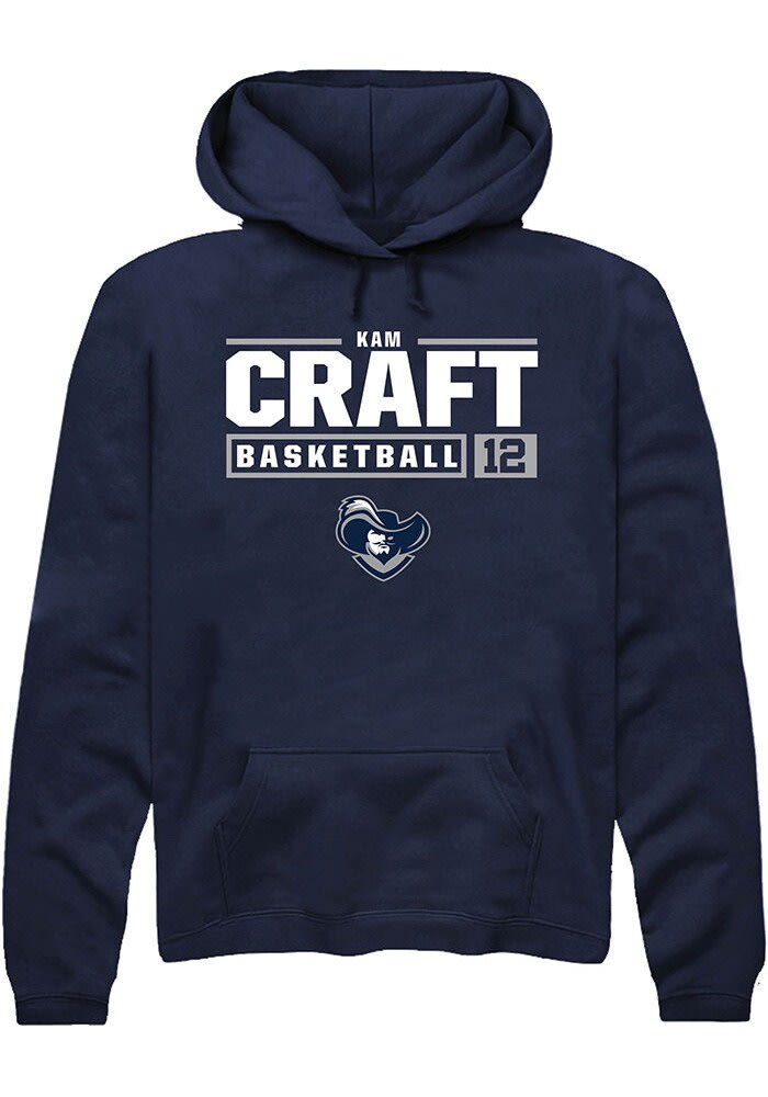 Kam Craft Xavier Musketeers NIL Stacked Box Hoodie Navy Blue