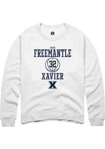 Zach Freemantle  Rally Xavier Musketeers Mens White NIL Sport Icon Long Sleeve Crew Sweatshirt