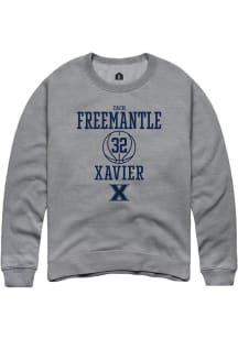 Zach Freemantle  Rally Xavier Musketeers Mens Grey NIL Sport Icon Long Sleeve Crew Sweatshirt