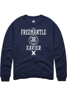 Zach Freemantle  Rally Xavier Musketeers Mens Navy Blue NIL Sport Icon Long Sleeve Crew Sweatshi..