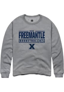 Zach Freemantle  Rally Xavier Musketeers Mens Grey NIL Stacked Box Long Sleeve Crew Sweatshirt