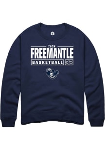 Zach Freemantle  Rally Xavier Musketeers Mens Navy Blue NIL Stacked Box Long Sleeve Crew Sweatsh..