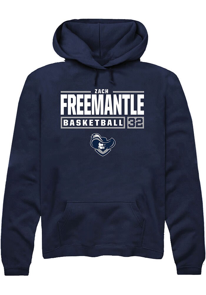 Zach Freemantle  Rally Xavier Musketeers Mens Navy Blue NIL Stacked Box Long Sleeve Hoodie