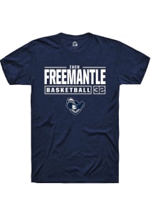 Zach Freemantle  Xavier Musketeers Navy Blue Rally NIL Stacked Box Short Sleeve T Shirt