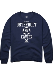 Brandon Osterholt  Rally Xavier Musketeers Mens Navy Blue NIL Sport Icon Long Sleeve Crew Sweats..