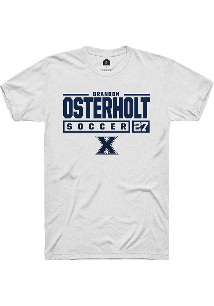 Brandon Osterholt  Xavier Musketeers White Rally NIL Stacked Box Short Sleeve T Shirt