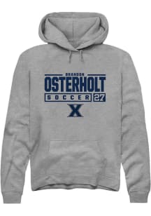 Brandon Osterholt  Rally Xavier Musketeers Mens Graphite NIL Stacked Box Long Sleeve Hoodie