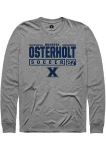 Brandon Osterholt  Xavier Musketeers Graphite Rally NIL Stacked Box Long Sleeve T Shirt