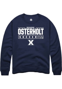 Brandon Osterholt  Rally Xavier Musketeers Mens Navy Blue NIL Stacked Box Long Sleeve Crew Sweat..